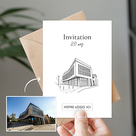Invitation professionnelle Votre photo en croquis