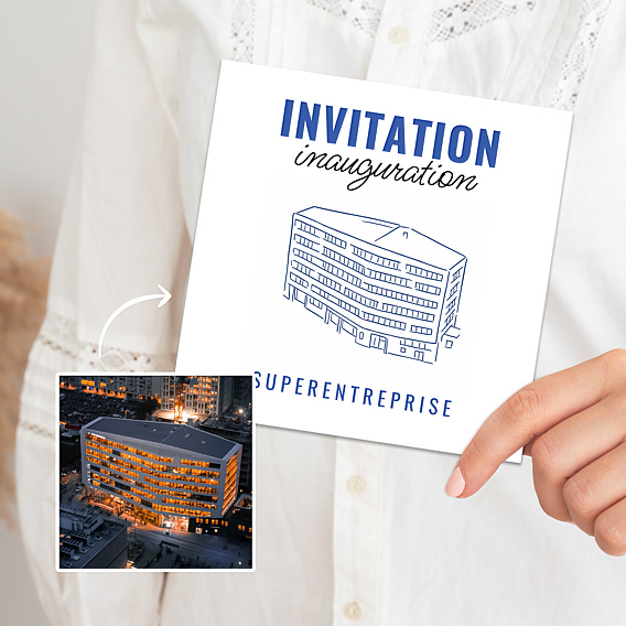 Invitation professionnelle Votre photo illustrée au trait simple