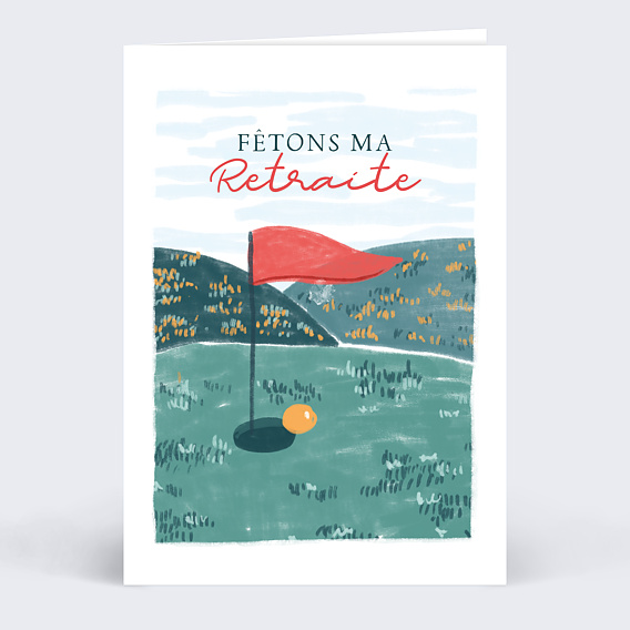 Carte d'invitation Retraite Golf Recto