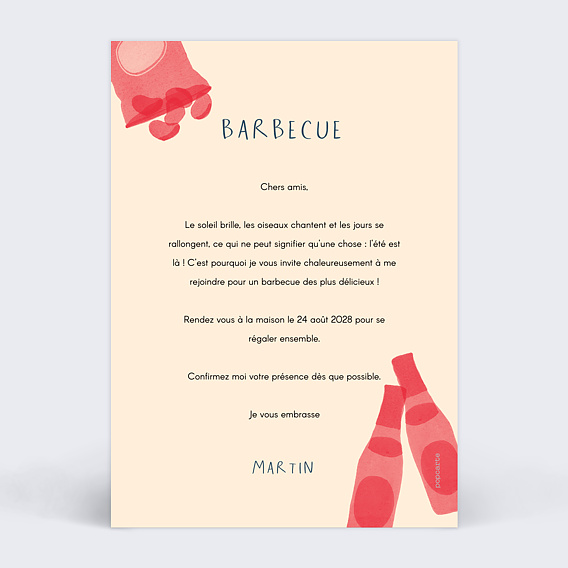 Carte d'invitation Barbecue Verso