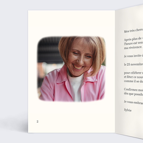 Carte d'invitation Livre Retraite Intérieur Gauche