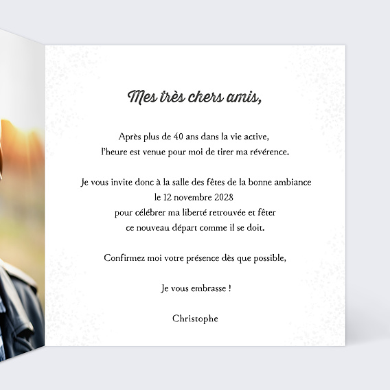 Carte d'invitation Moto Vintage Intérieur Droit