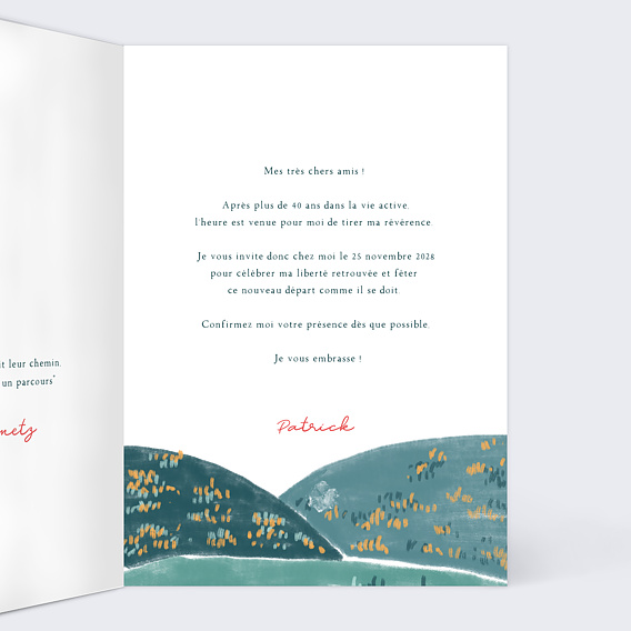 Carte d'invitation Retraite Golf Intérieur Droit