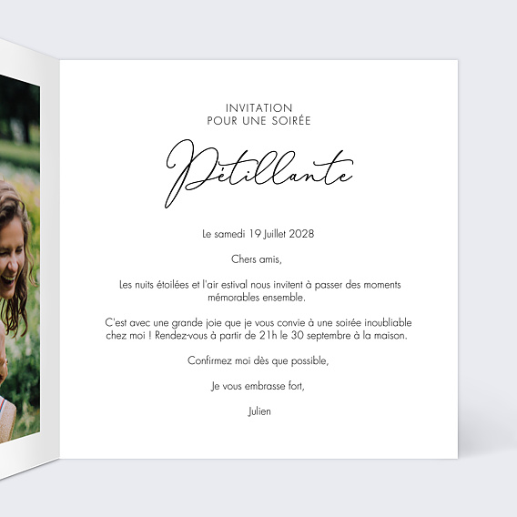 Carte d'invitation Coupe de Champagne Intérieur Droit