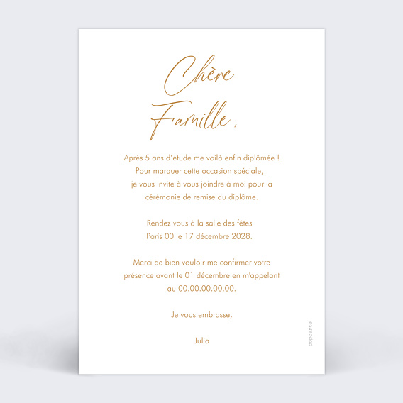 Carte d'invitation Arche Verso