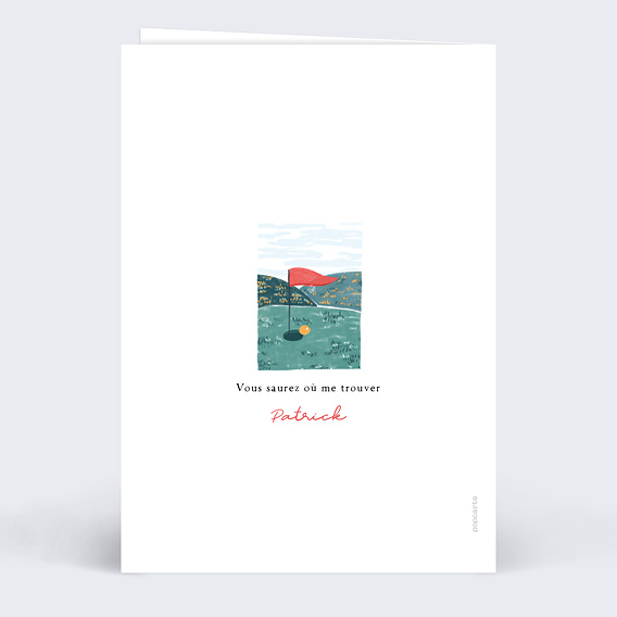 Carte d'invitation Retraite Golf Verso