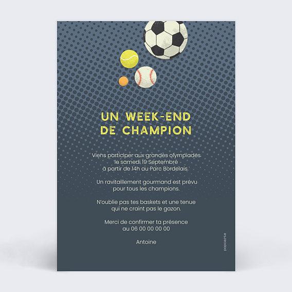 Carte d'invitation Sportif Verso