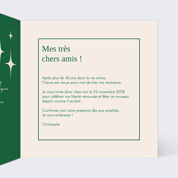 Carte d'invitation Légende à la Retraite Intérieur Droit