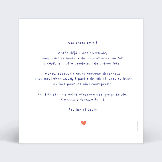 Carte d'invitation Boîte aux Lettres Verso