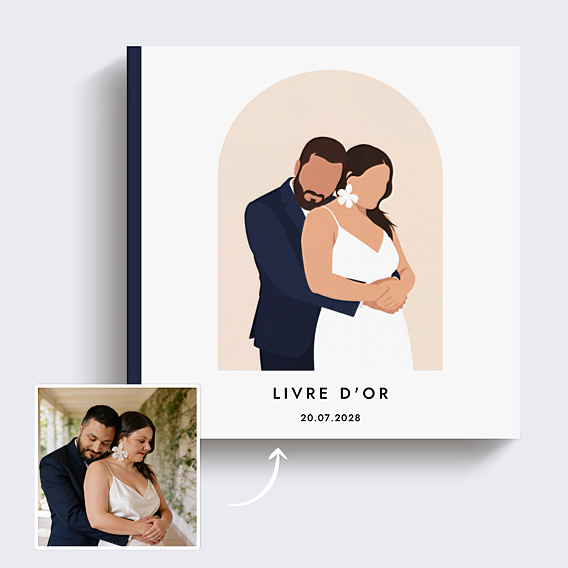 Livre d’or mariage Couple en illustration minimaliste