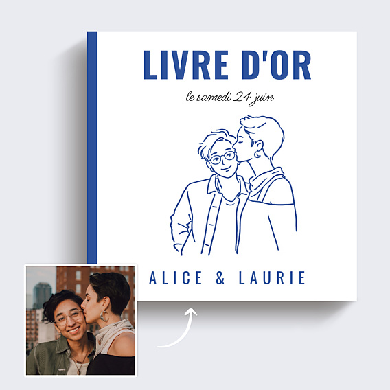 Livre d’or mariage Portrait au trait simple