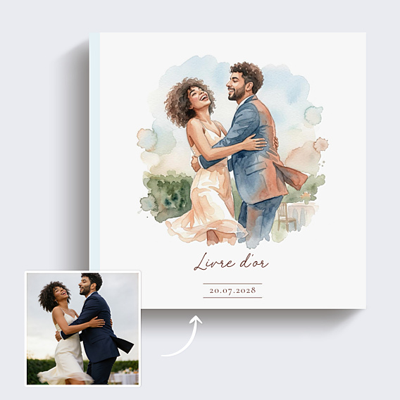 Livre d’or mariage Portrait en aquarelle