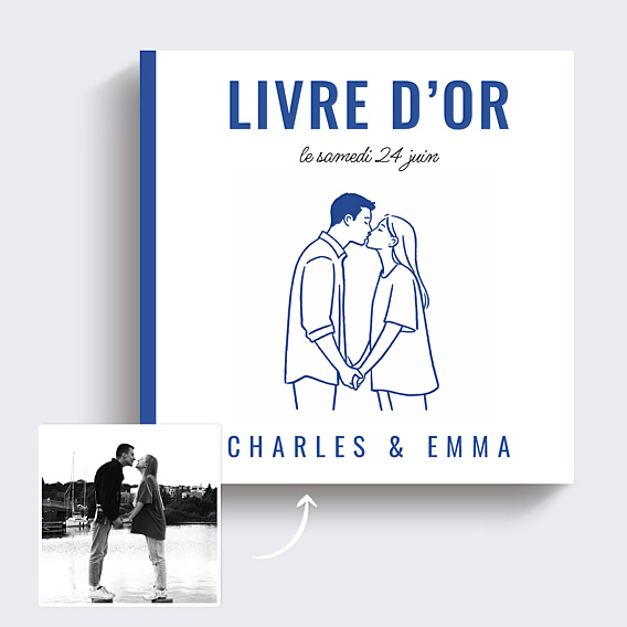 Livre d’or mariage Portrait au trait simple