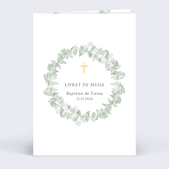 Livret de messe baptême  Couronne avec Croix