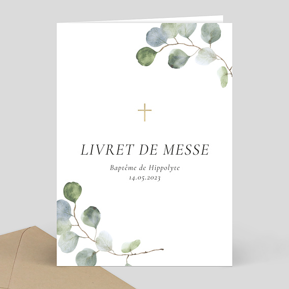 Livret de messe baptême  Couronne Ocre Eucalyptus
