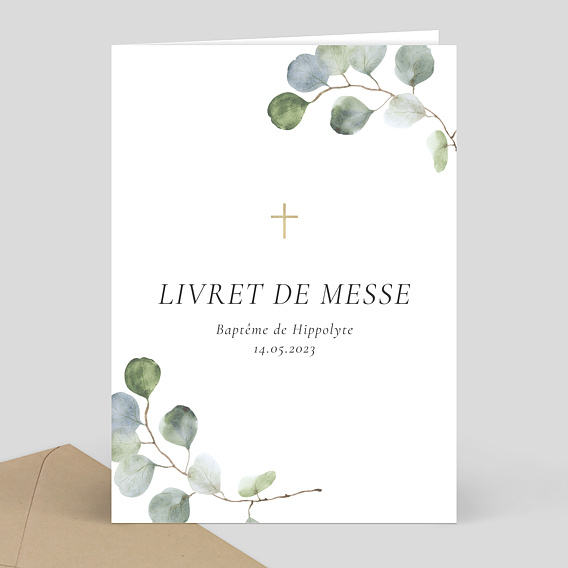 Livret de Messe Baptême  Couronne Ocre Eucalyptus