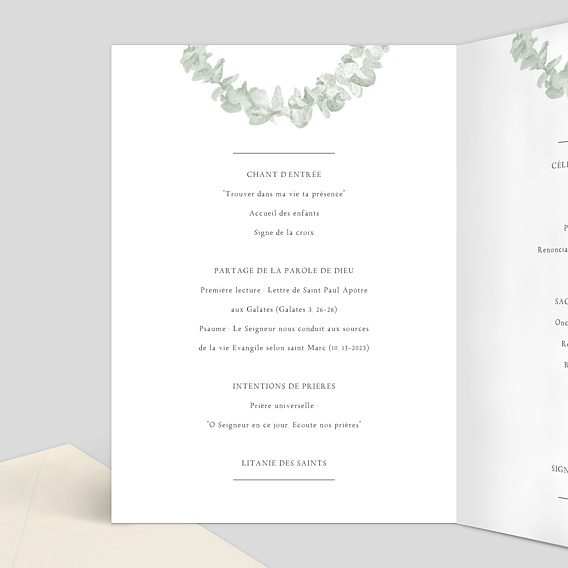 Livret de messe baptême  Couronne avec Croix Intérieur Gauche