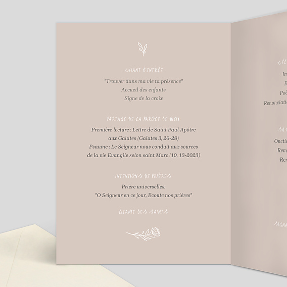 Livret de messe baptême  Colombes au Crayon Intérieur Gauche