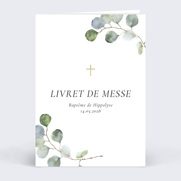 Livret de Messe Baptême  Couronne Ocre Eucalyptus