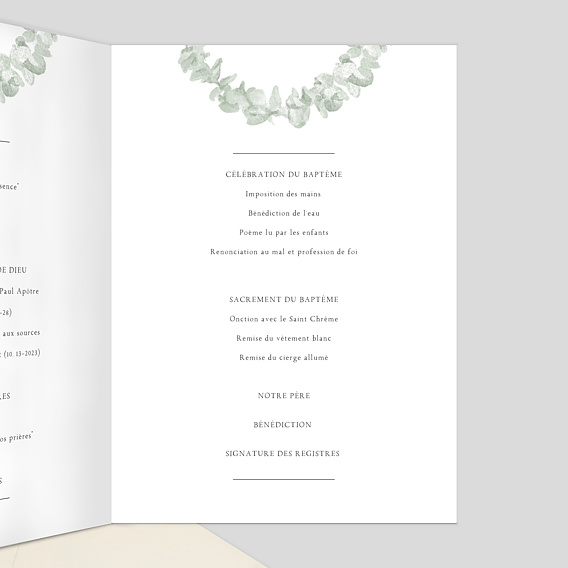 Livret de messe baptême  Couronne avec Croix Intérieur Droit