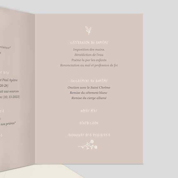 Livret de messe baptême  Colombes au Crayon Intérieur Droit
