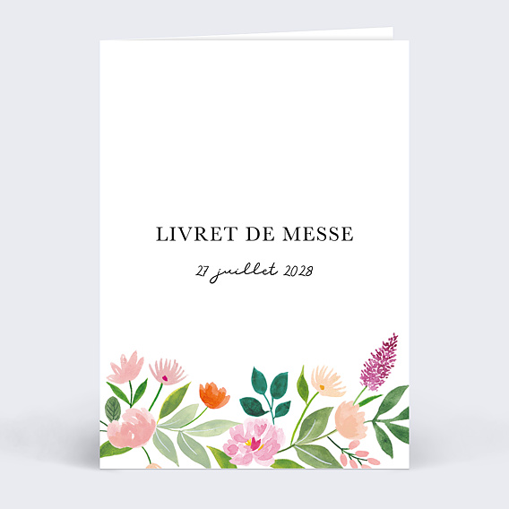 Livret de Messe Mariage  Couronne Champêtre Aquarelle