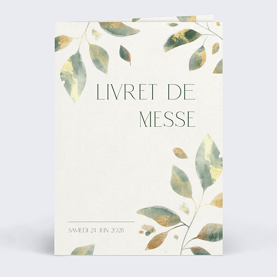 Livret de Messe Mariage  Feuilles de Jade