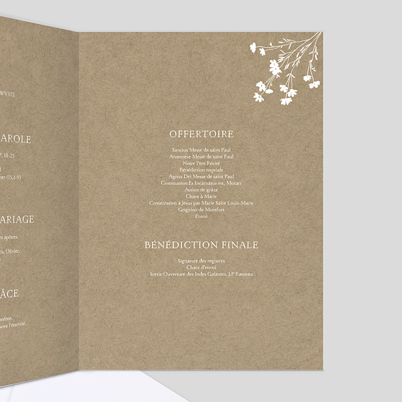 Livret messe mariage Bouquet Champêtre Intérieur Droit
