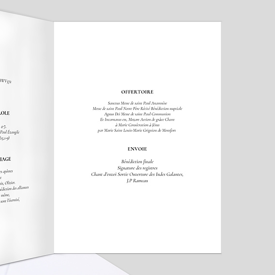 Livret messe mariage  Couronne de Dentelle Intérieur Droit