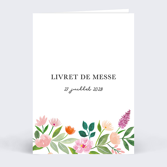 Livret de Messe Mariage Couronne Champêtre Aquarelle