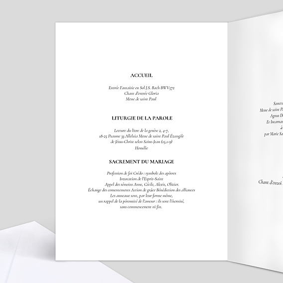 Livret messe mariage  Couronne de Dentelle Intérieur Gauche