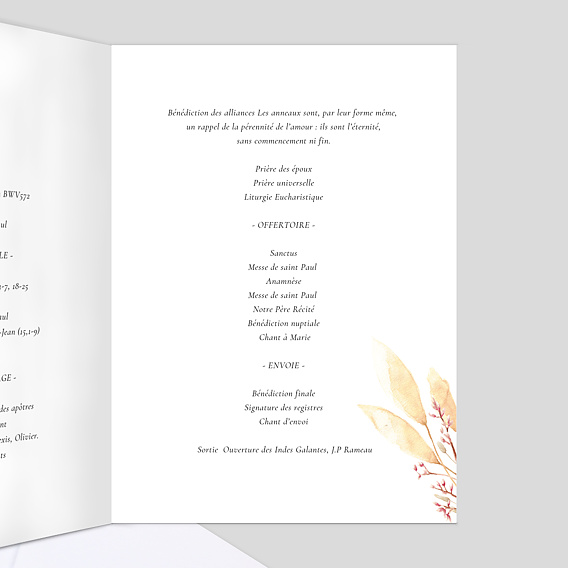 Livret messe mariage Bohemia Intérieur Droit