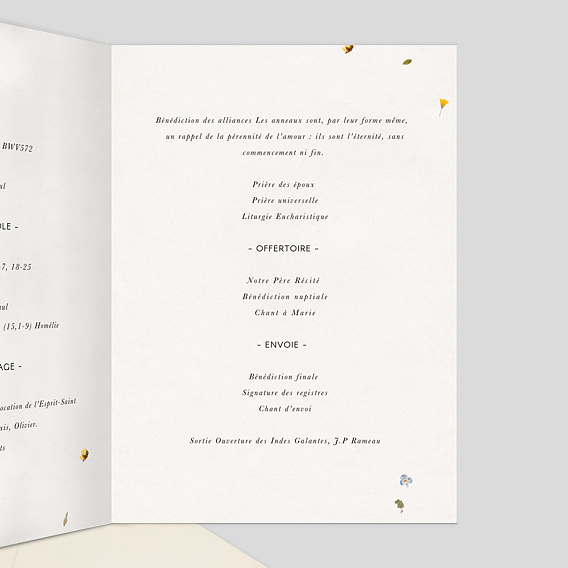 Livret messe mariage Fleurs Pressées Intérieur Droit