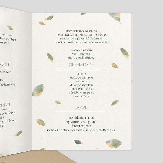 Livret messe mariage  Feuilles de Jade Intérieur Droit