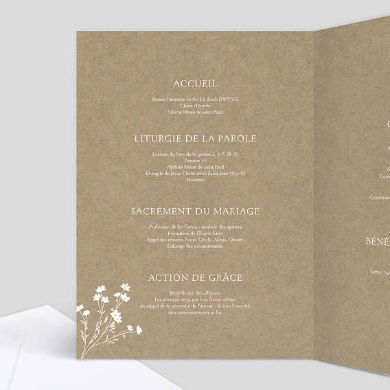Livret messe mariage Bouquet Champêtre Intérieur Gauche