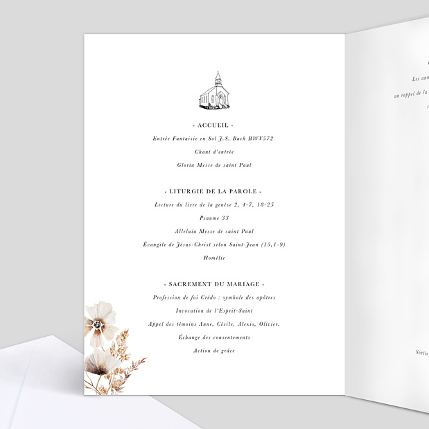 Livret de Messe Mariage Jardin Sauvage Intérieur Gauche