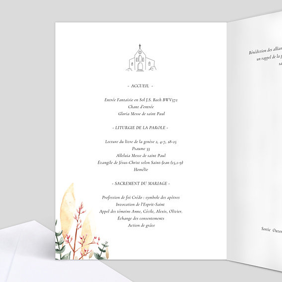 Livret messe mariage Bohemia Intérieur Gauche