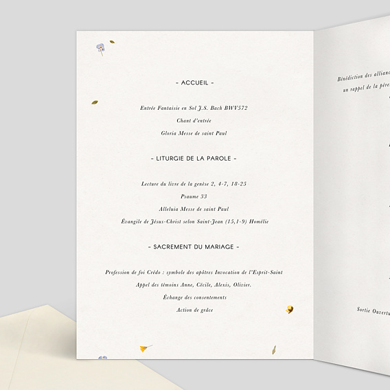 Livret messe mariage Fleurs Pressées Intérieur Gauche