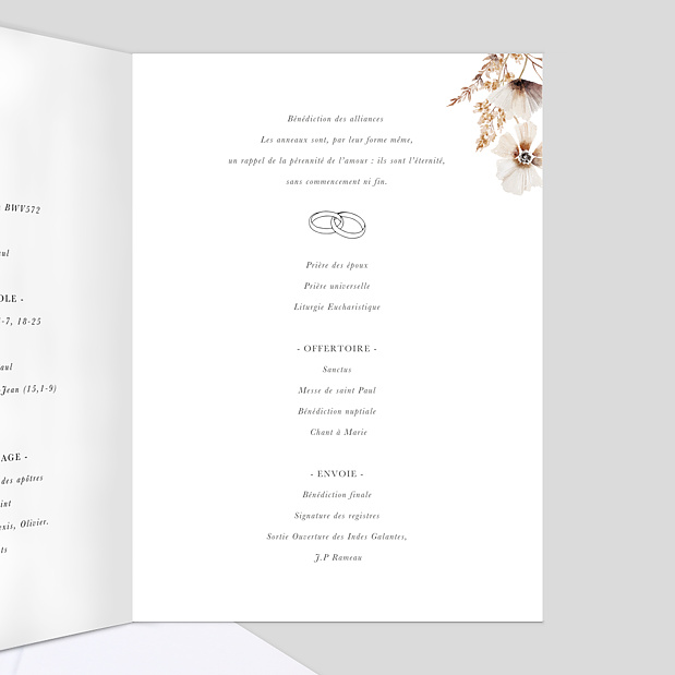 Livret de Messe Mariage Jardin Sauvage Intérieur Droit