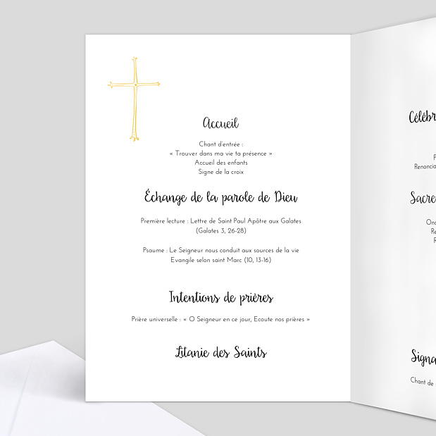 Livret de Messe Baptême Croix d’Or Intérieur Gauche