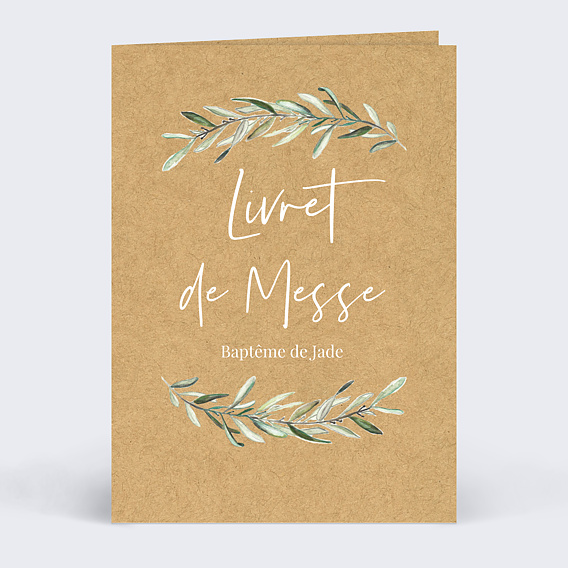 Livret de messe baptême  Lauriers Recto