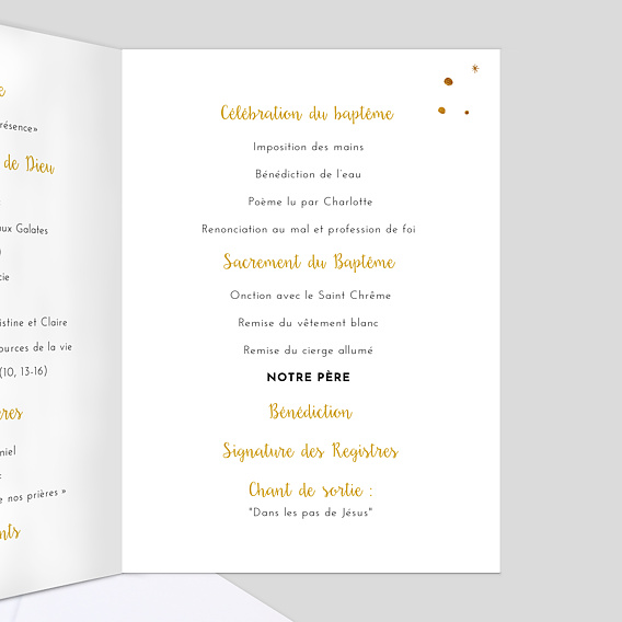 Livret de messe baptême Golden Dots Intérieur Droit