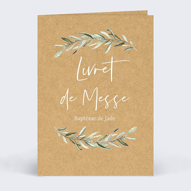 Livret de Messe Baptême Lauriers Recto