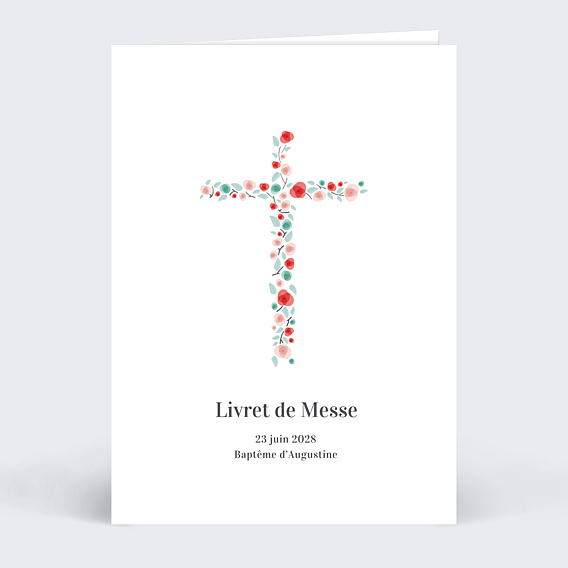 Livret de Messe Baptême Croix fleurie