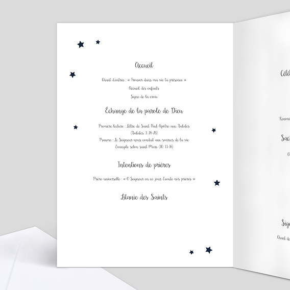 Livret de messe baptême Étoiles Marines Intérieur Gauche