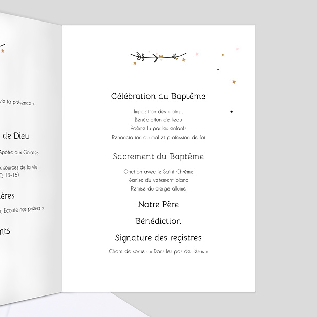Livret de messe baptême Princesse balançoire Intérieur Droit