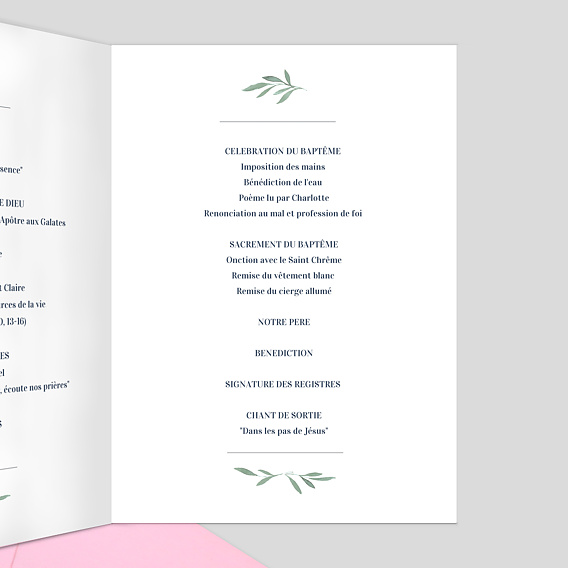 Livret de messe baptême  Couronne Verdoyante Intérieur Droit
