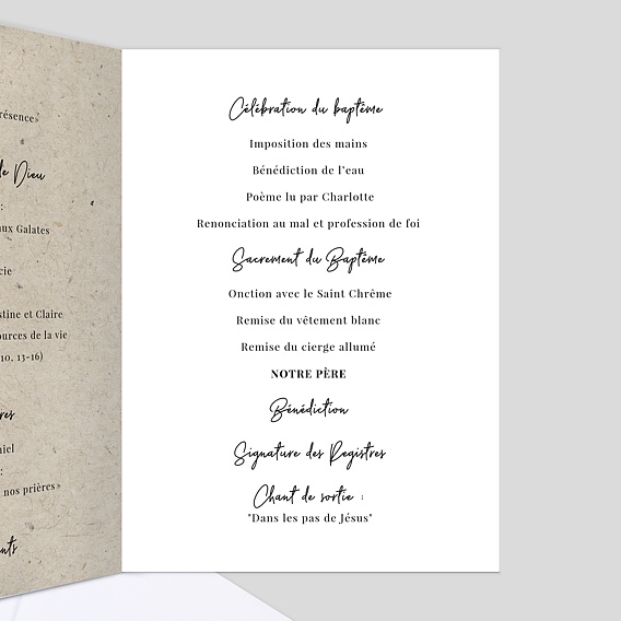 Livret de messe baptême  Esprit Chiné Intérieur Droit