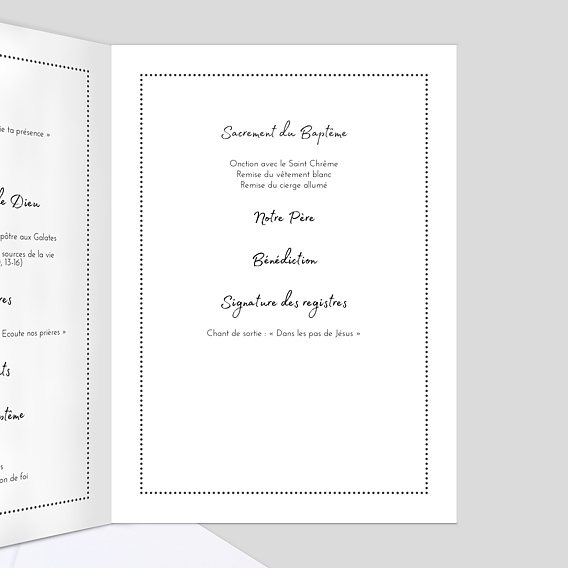 Livret de messe baptême  Lettres chic Intérieur Droit