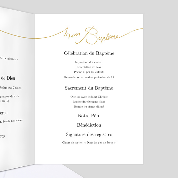 Livret de messe baptême Lettres manuscrites Intérieur Droit